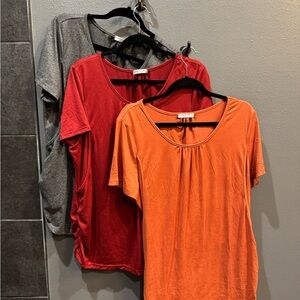 Cato Short Sleeve Nursing Shirts - Red, Orange, Gray